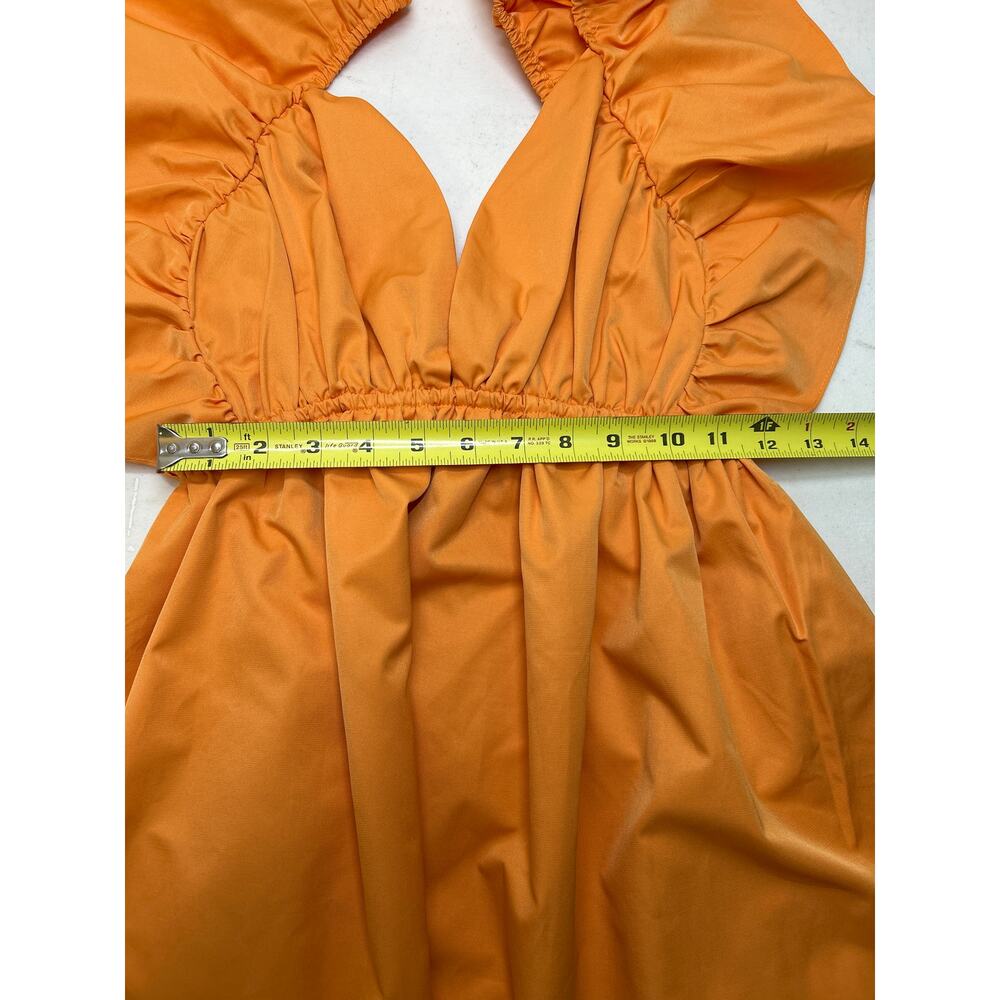 FORE Carolyn Statement Flutter Sleeve Mini Dress in Orange Size S - Picture 5 of 10